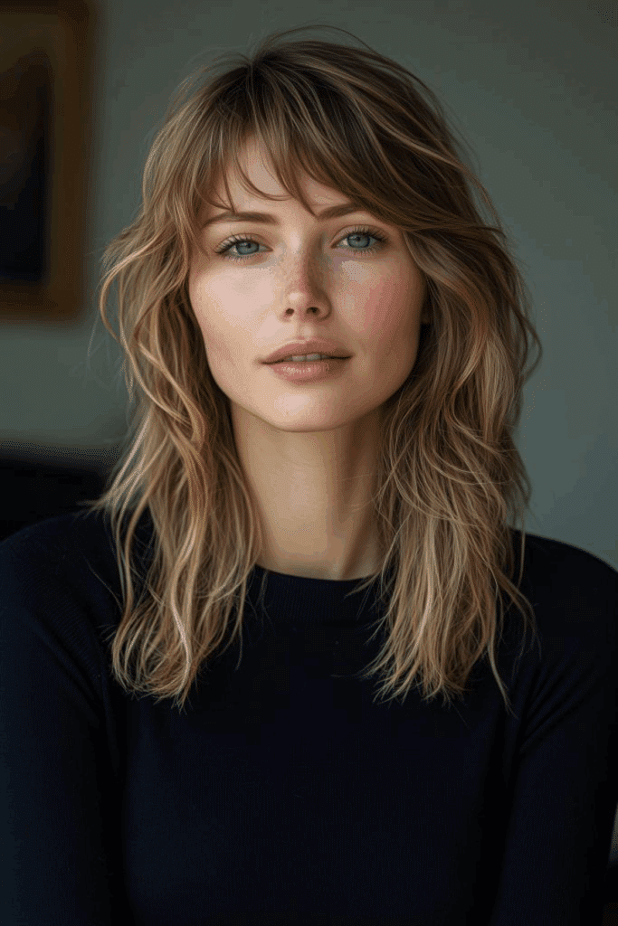 Harsomaiset curtain bangs