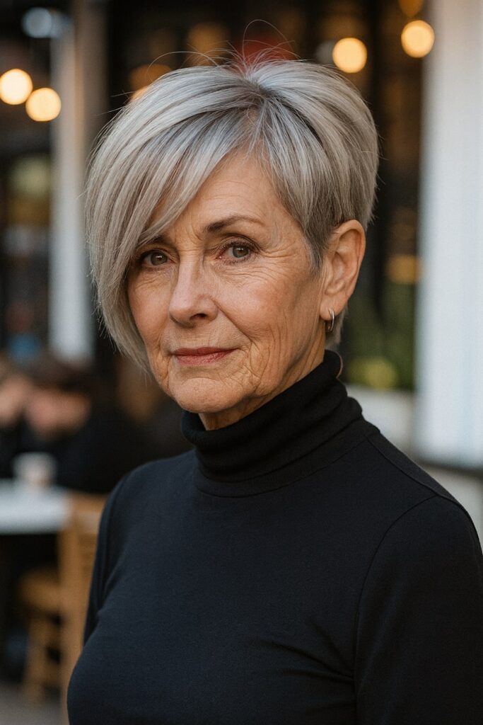 60 vuotiaan lyhyet hiukset 2025 - Porrastettu pixie bob