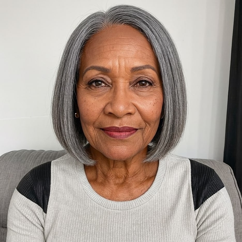 60 vuotiaan lyhyet hiukset - Klassinen bob-leikkaus