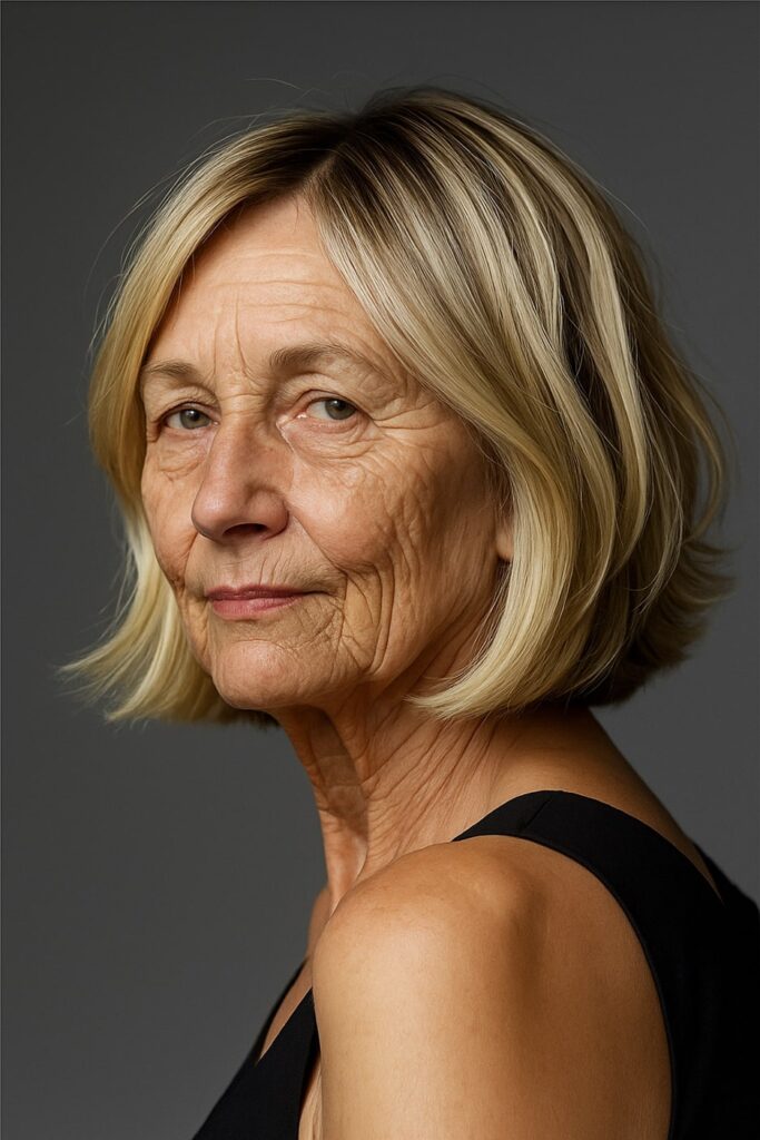 60 vuotiaan lyhyet hiukset - Tyylikäs bob pehmeillä kerroksilla