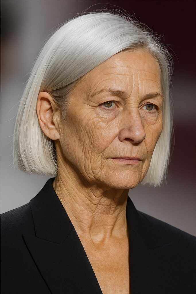 60 vuotiaan lyhyet hiukset - Tyylikäs platinabob