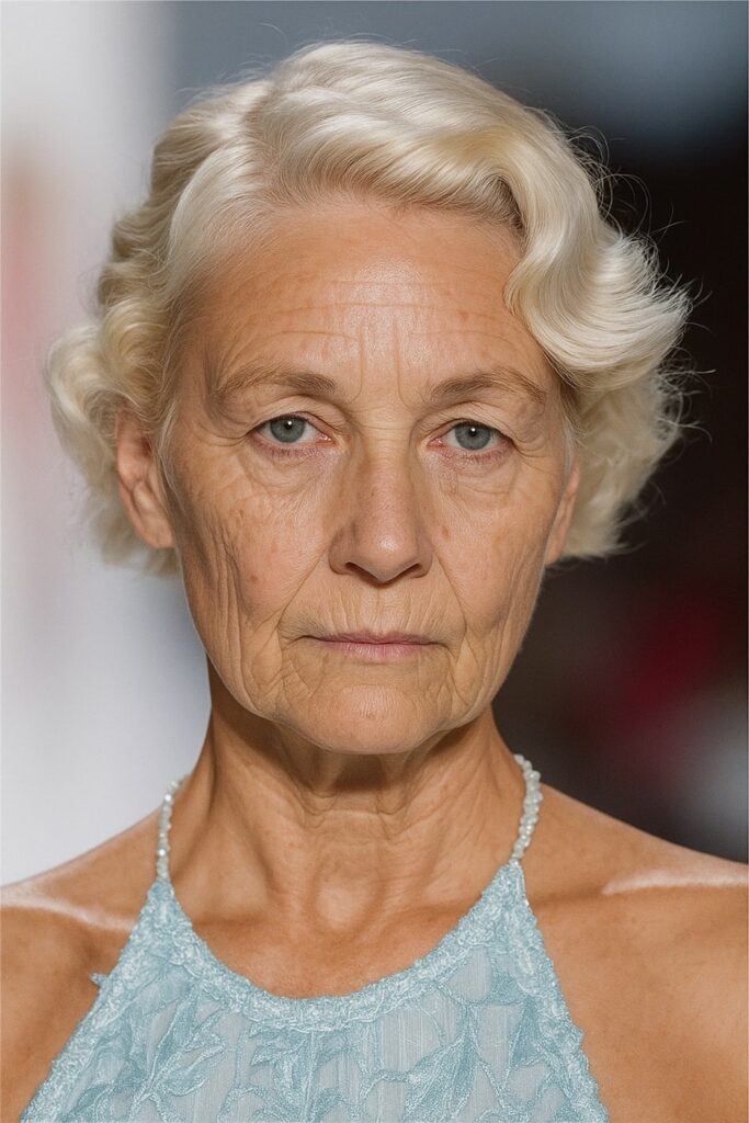 60 vuotiaan lyhyet hiukset - Vintage-tyylinen sormiaaltoinen bob