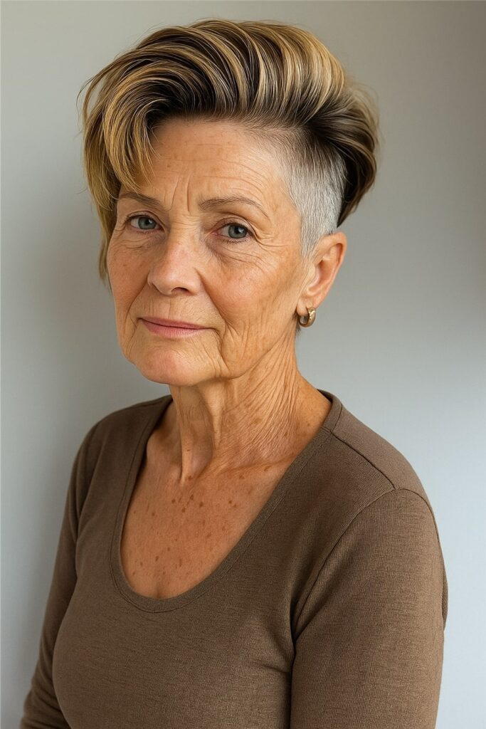 60 vuotiaan lyhyet hiukset 2025 - Pehmeä alaleikkaus ja tuuhea yläosa