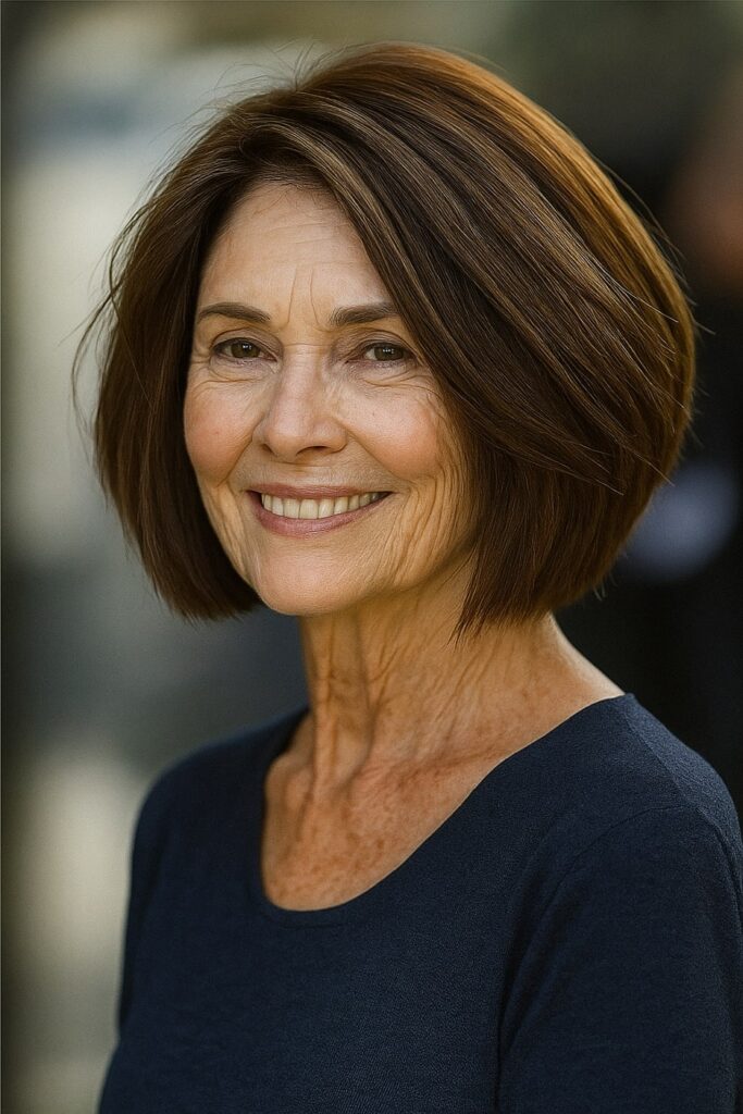 60 vuotiaan lyhyet hiukset - Klassinen kerroksellinen bob