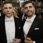 Joakim Vigelius ja puoliso Andrea Bonetti yhdessä Linnan juhlissa